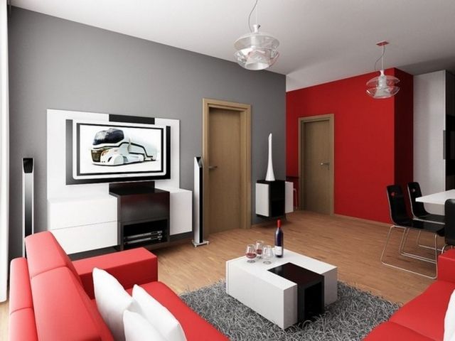 red living room design