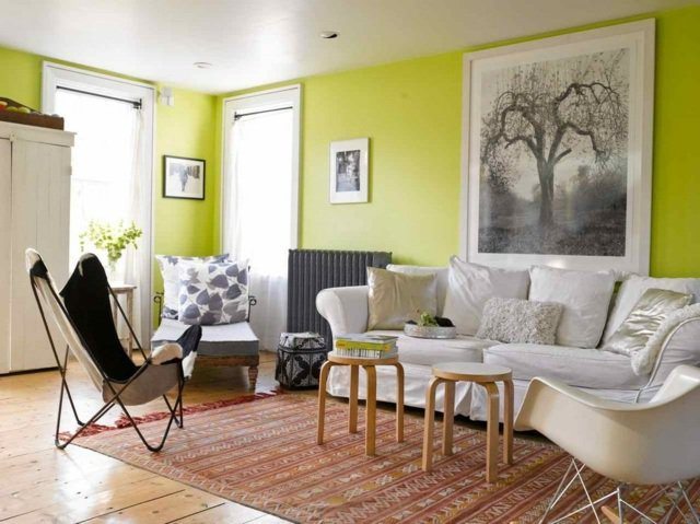 yellow living room interior design