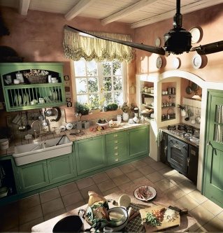 green kitchen cabinets