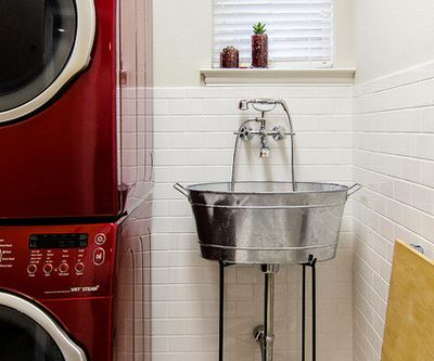 unique red laundry room