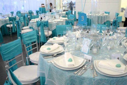 wedding table decoration aqua color