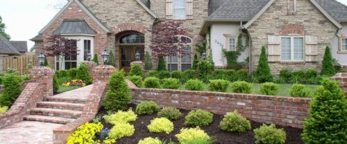 beautiful front yard with stairs.