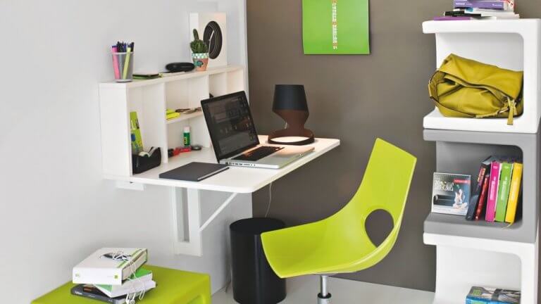 Modern wall-mounted desk for small space