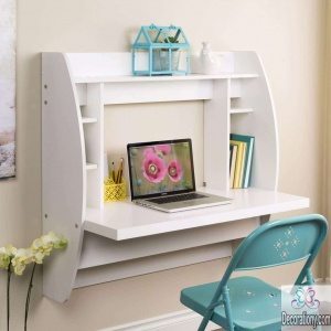 Small wall-mounted desks with shelves