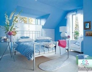 blue bedroom feature wall colors