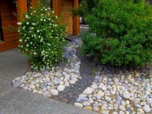 rocks front yard landscape