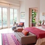 furnitures-bedroom-fancy-design-of-country-area-rug-with-red-theme-and-detailed-pattern-plus-brown-sofa-with-foamy-seat-and-low-backrest-with-red-patterned-cushions-bedroom-rugs