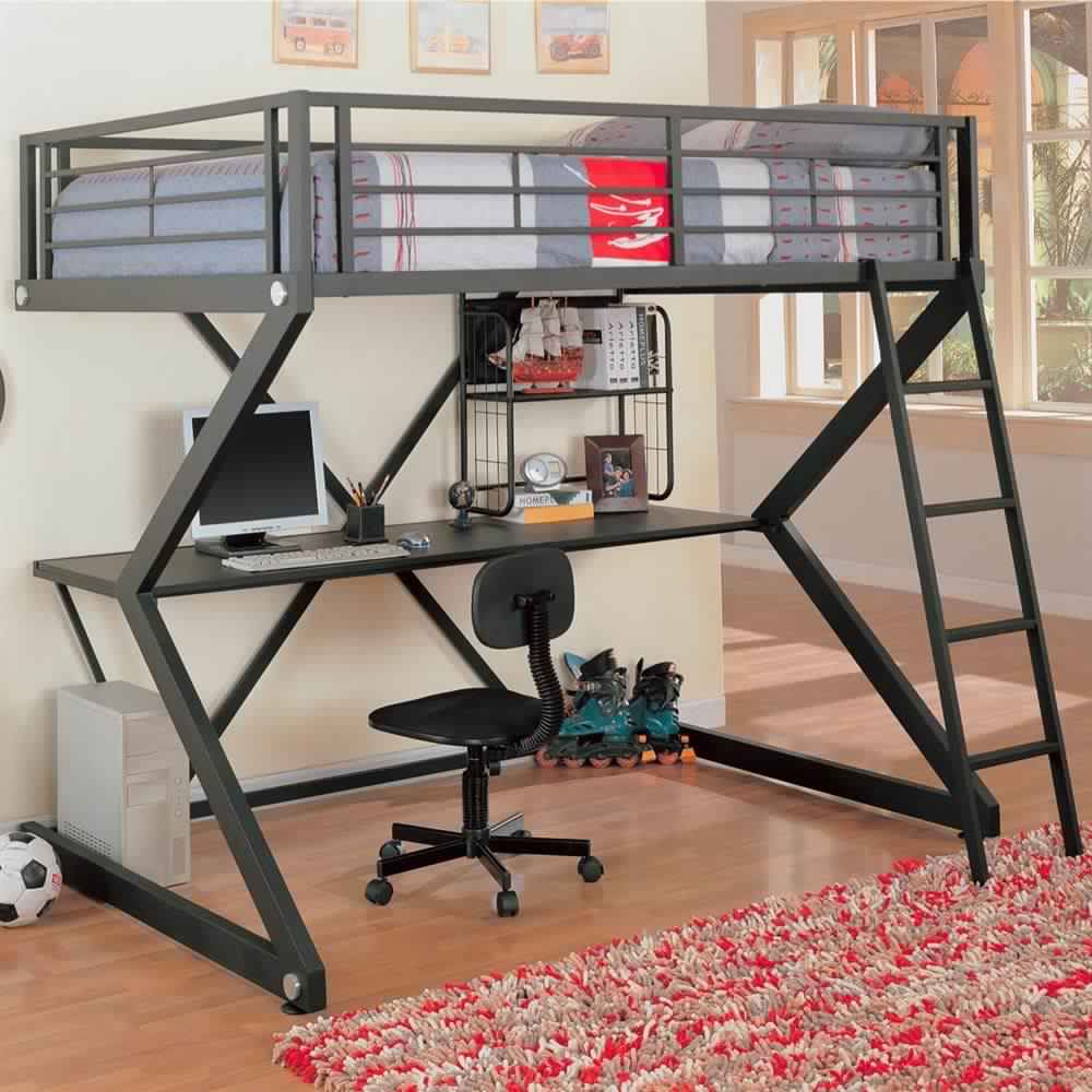 Bunk Bed with Desk metal workstation for adults