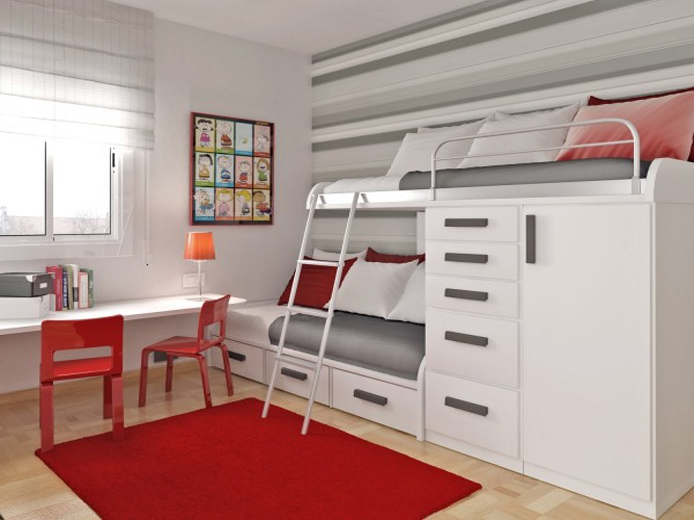 Bunk Bed with Desk for 2 or more children in one room