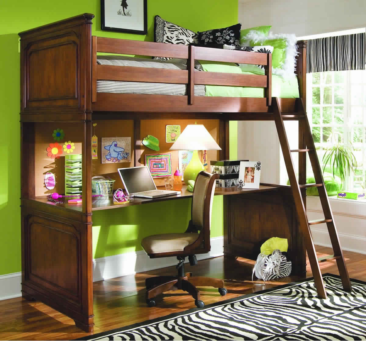 Bunk Bed with Desk wooden design