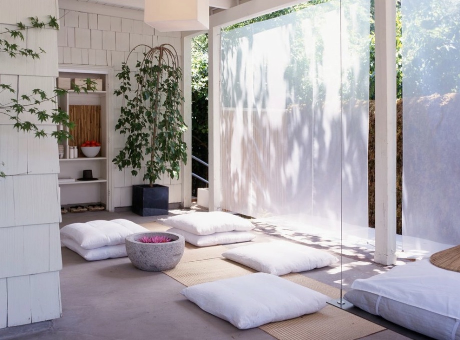 Meditation Room Decorating with Nature plants for relaxing