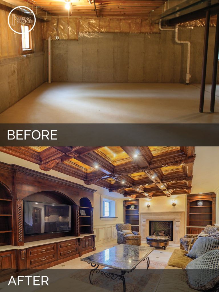 before and after finished basement ideas 16